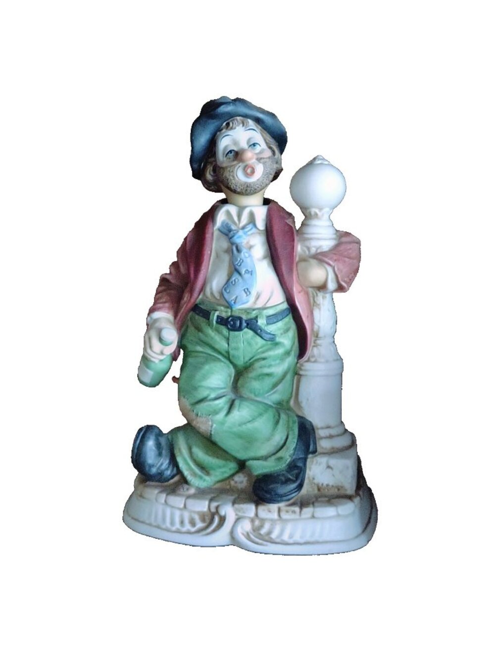 Vintage WACO Melody In Motion Lamppost Willie Hobo Clown Figurine Musical